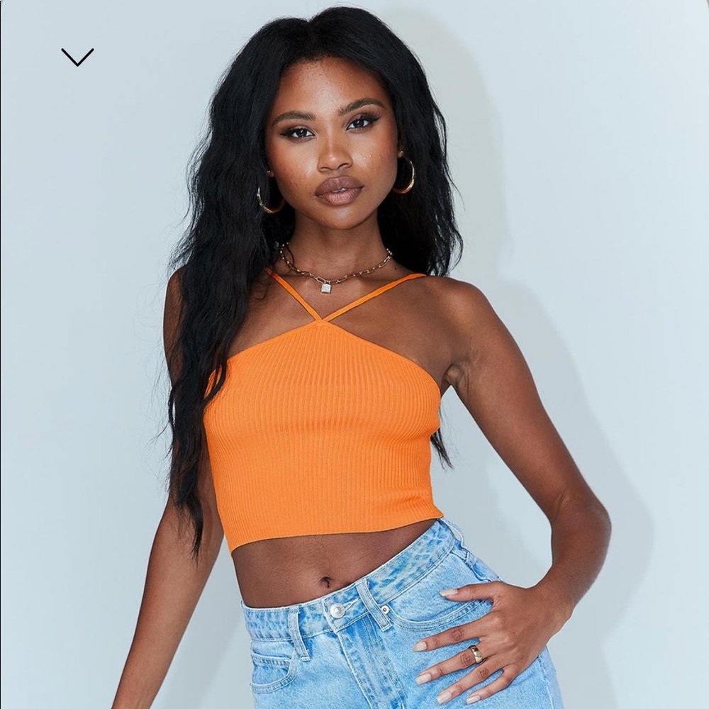 Princess Polly Orange Kimberly Halter Top NWOT